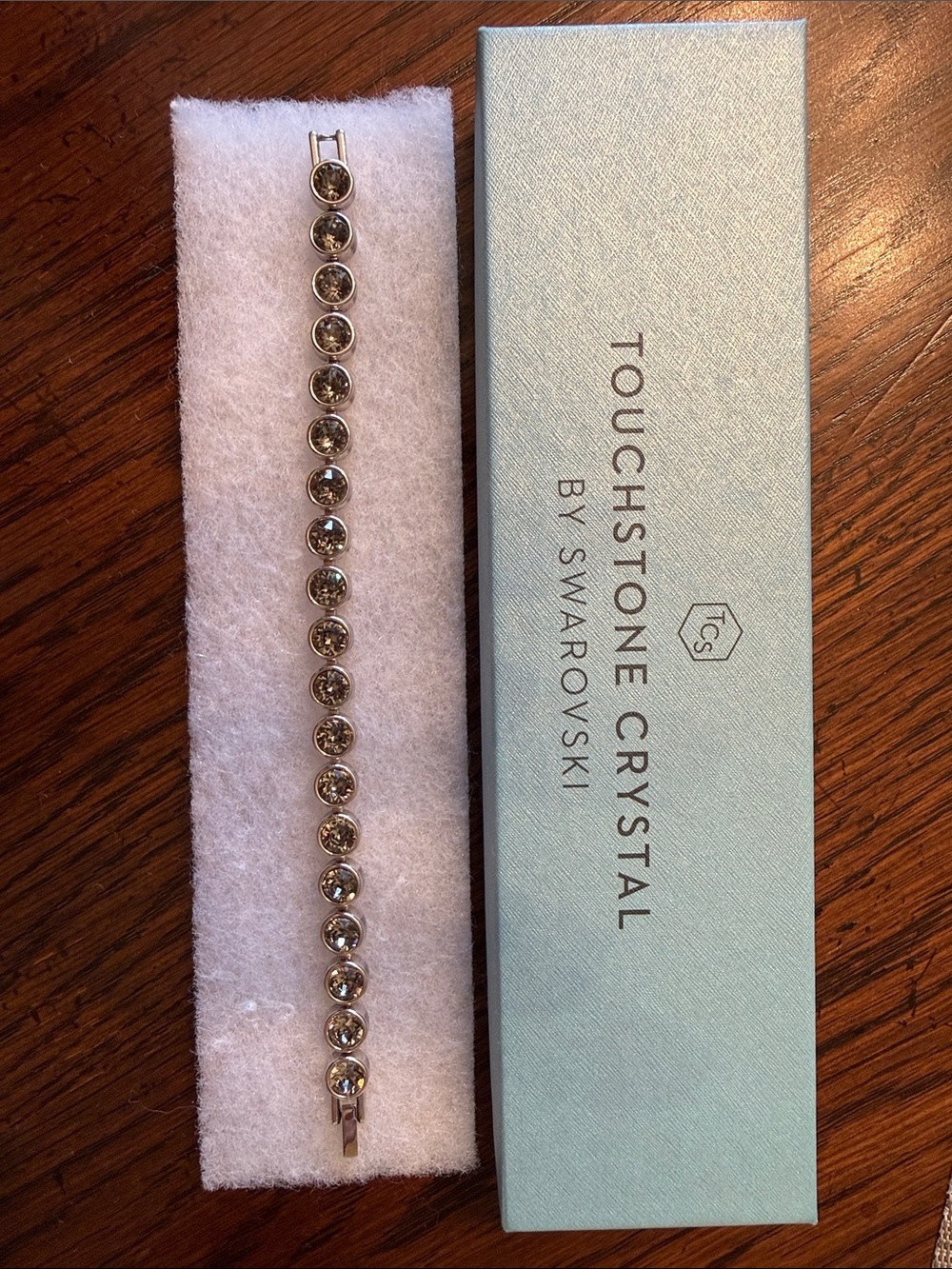 Touchstone Crystal Clear Crystal Bracelet in Silver/Grey Tone